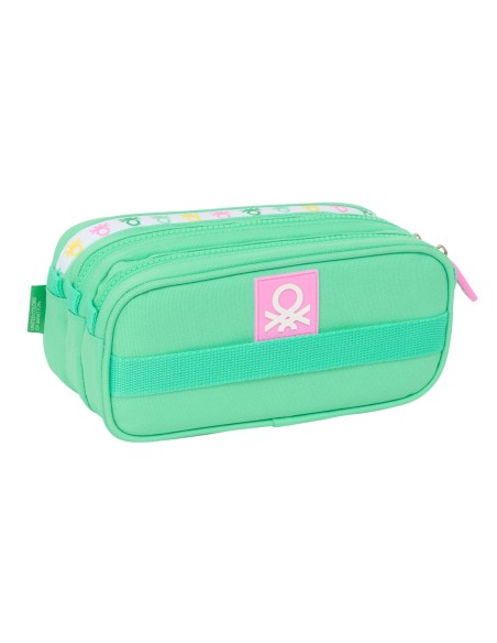 Trousse Fourre-Tout Triple Benetton Mint Vert 21,5 x 10 x 8 cm