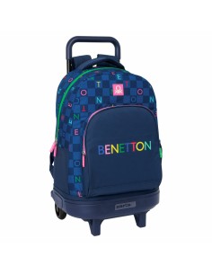 Cartable à roulettes Benetton Damero Blue marine 33 x 45 x 22 cm