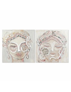 Cadre DKD Home Decor Visage Colonial (90 x 3,7 x 90 cm) (2 Unités)
