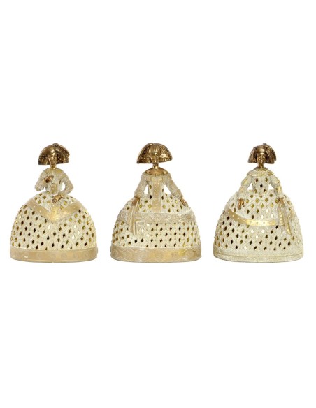 Figurine Décorative DKD Home Decor Miroir Beige Doré Résine Dame Traditionnel (18 x 13 x 23 cm) (3 Unités)