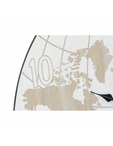 Horloge Murale DKD Home Decor Noir Beige Métal MDF Mappemonde (58 x 8 x 58 cm)