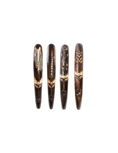 Décoration murale DKD Home Decor Beige Bois Brun foncé Masque Tribal (15 x 6 x 100 cm) (4 Unités)