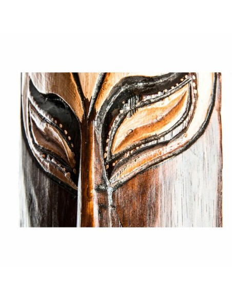 Décoration murale DKD Home Decor Beige Bois Brun foncé Masque Tribal (15 x 6 x 100 cm) (4 Unités)
