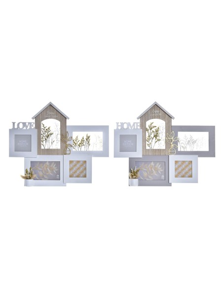 Cadre photo DKD Home Decor Love Home Bois Fleur Naturel (46 x 3 x 39 cm) (2 Unités)