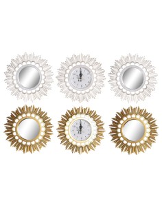 Horloge Murale DKD Home Decor Miroir PP (25 x 2,5 x 25 cm) (2 Unités)