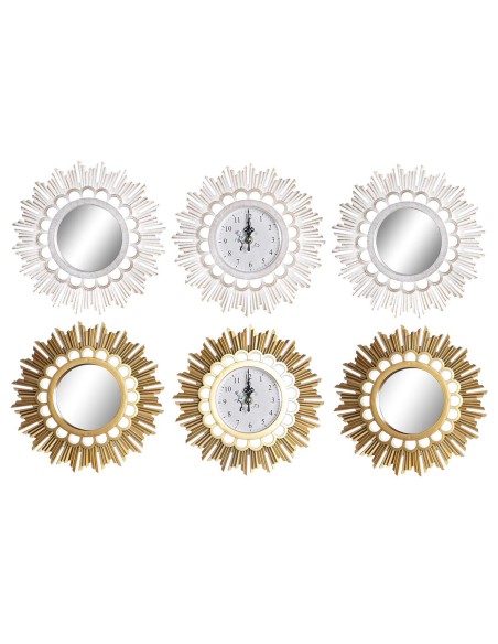 Horloge Murale DKD Home Decor Miroir PP (25 x 2,5 x 25 cm) (2 Unités)