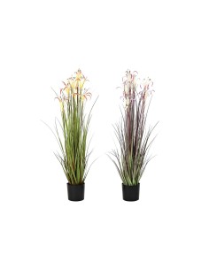 Plante décorative DKD Home Decor Métal Orange Bordeaux PVC Lys (25 x 25 x 88 cm) (2 Unités)