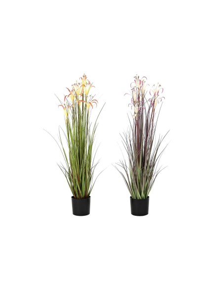 Plante décorative DKD Home Decor Métal Orange Bordeaux PVC Lys (25 x 25 x 88 cm) (2 Unités)