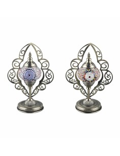 Lampe de bureau DKD Home Decor Verre Mosaïque Métal Multicouleur Arabe (20 x 15 x 42 cm) (2 Unités)
