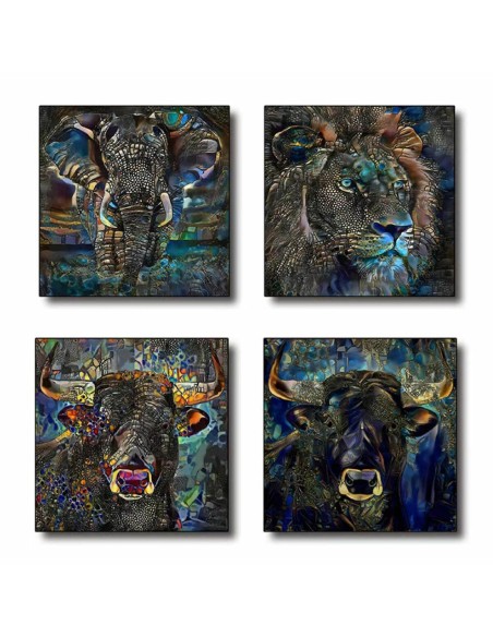 Cadre DKD Home Decor animaux Moderne (60 x 2 x 60 cm) (4 Unités)
