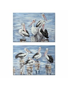 Cadre DKD Home Decor Oiseau méditerranéen (2 Unités) (100 x 3 x 70 cm)