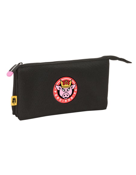 Trousse Fourre-Tout Triple Kings League Porcinos Noir 22 x 12 x 3 cm