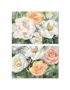 Cadre DKD Home Decor Fleurs (90 x 2,5 x 60 cm) (2 Unités)