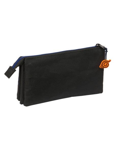 Trousse Fourre-Tout Triple Naruto Ninja Bleu Noir 22 x 12 x 3 cm
