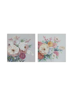 Cadre DKD Home Decor Fleurs (80 x 2,8 x 80 cm) (2 Unités)