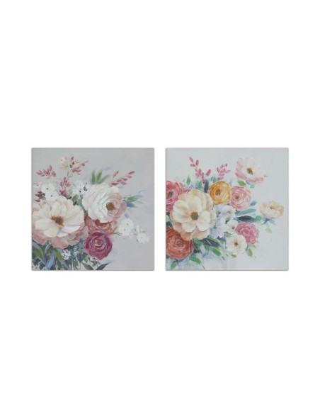 Cadre DKD Home Decor Fleurs (80 x 2,8 x 80 cm) (2 Unités)