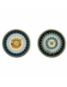 Horloge Murale DKD Home Decor Verre Doré Turquoise Fer Moderne (2 Unités) (40 x 6 x 40 cm)