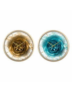 Horloge Murale DKD Home Decor Verre Doré Turquoise Fer Moderne (2 Unités) (40 x 6 x 40 cm)