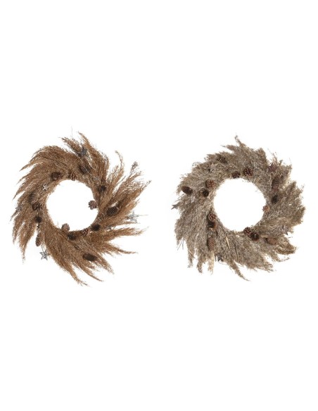 Couronne de Noël DKD Home Decor Fleur (2 Unités) (60 x 5 x 60 cm)