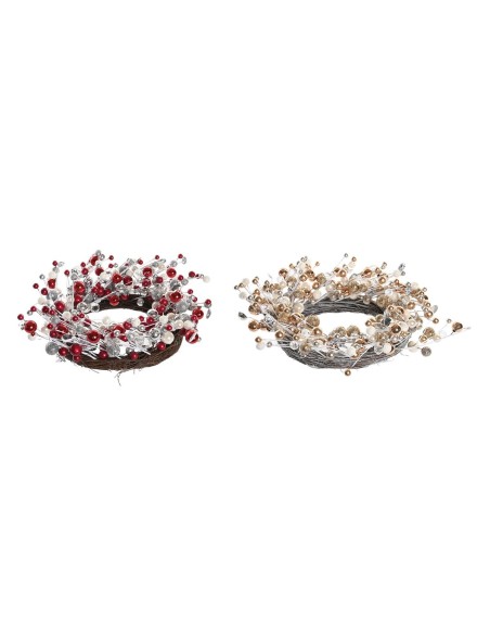 Couronne de Noël DKD Home Decor Métal Polyester (40 x 10 x 40 cm) (2 Unités)