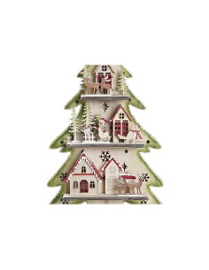 Sapin de Noël DKD Home Decor Rouge Arbre Bleu Rose Bois Vert (23 x 9 x 47 cm) (2 Unités) 2