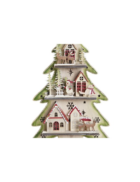 Sapin de Noël DKD Home Decor Rouge Arbre Bleu Rose Bois Vert (23 x 9 x 47 cm) (2 Unités)
