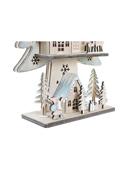 Sapin de Noël DKD Home Decor Rouge Arbre Bleu Rose Bois Vert (23 x 9 x 47 cm) (2 Unités)