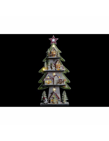 Sapin de Noël DKD Home Decor Rouge Arbre Bleu Rose Bois Vert (23 x 9 x 47 cm) (2 Unités)