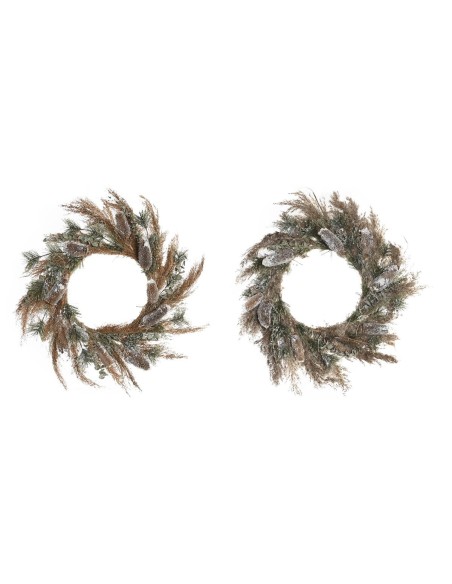 Couronne de Noël DKD Home Decor Fleur (60 x 10 x 60 cm) (2 Unités)