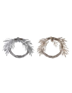 Couronne de Noël DKD Home Decor Métal Polyester (50 x 6 x 40 cm) (2 Unités)