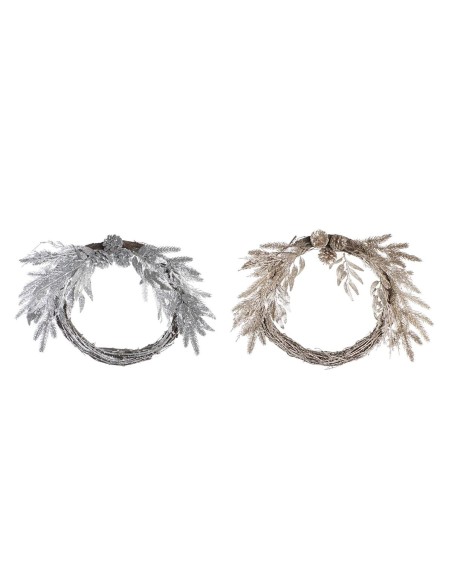 Couronne de Noël DKD Home Decor Métal Polyester (50 x 6 x 40 cm) (2 Unités)