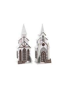 Décorations de Noël DKD Home Decor Église MDF (12,5 x 11 x 33 cm) (2 Unités)