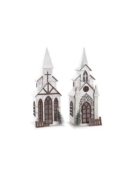 Décorations de Noël DKD Home Decor Église MDF (12,5 x 11 x 33 cm) (2 Unités)