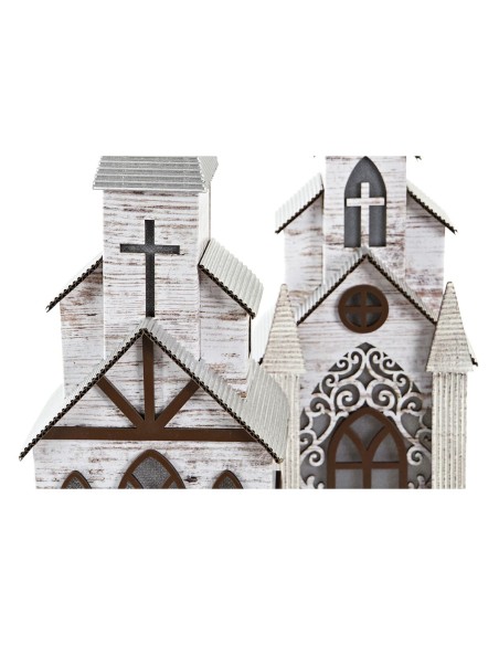 Décorations de Noël DKD Home Decor Église MDF (12,5 x 11 x 33 cm) (2 Unités)