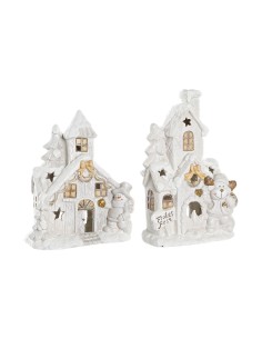 Décorations de Noël DKD Home Decor Maison Enneigé Magnésium (38 x 21 x 45 cm) (2 Unités)