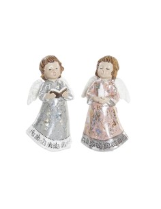 Décorations de Noël DKD Home Decor Résine Ange (7 x 5 x 13 cm) (2 Unités)