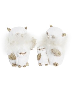 Décorations de Noël DKD Home Decor Hibou Résine (7,5 x 7 x 10 cm) (2 Unités)