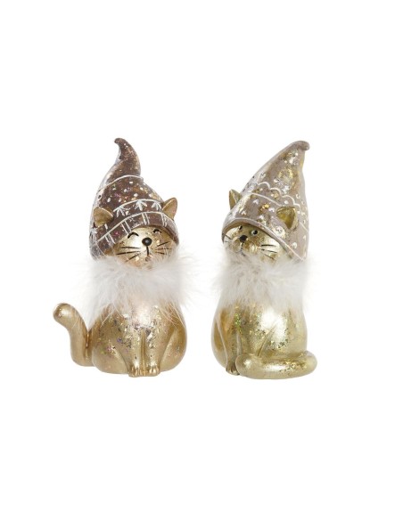 Décorations de Noël DKD Home Decor Résine Chat (9 x 6 x 15 cm) (2 Unités)