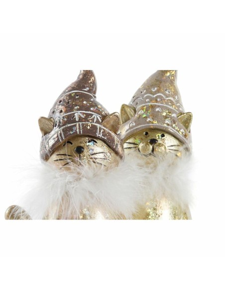 Décorations de Noël DKD Home Decor Résine Chat (9 x 6 x 15 cm) (2 Unités)