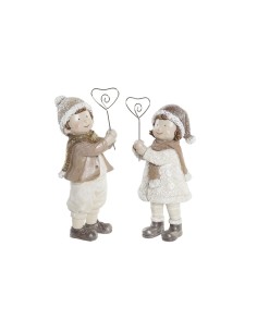 Décorations de Noël DKD Home Decor Résine Enfants (9 x 6 x 19,5 cm) (2 Unités)
