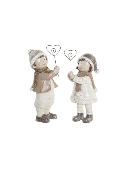 Décorations de Noël DKD Home Decor Résine Enfants (9 x 6 x 19,5 cm) (2 Unités)