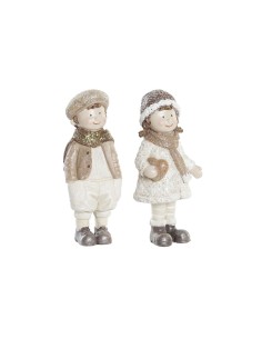 Décorations de Noël DKD Home Decor Résine Enfants (6,5 x 5 x 14 cm) (2 Unités)