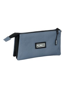 Trousse Fourre-Tout Triple Munich Basic Gris 22 x 12 x 3 cm