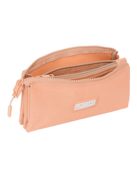 Trousse Fourre-Tout Triple Munich Basic Pêche 22 x 12 x 3 cm