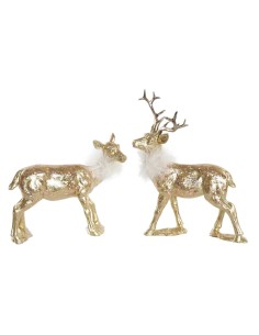 Décorations de Noël DKD Home Decor Résine Renne (17,5 x 9 x 22,5 cm) (2 Unités)