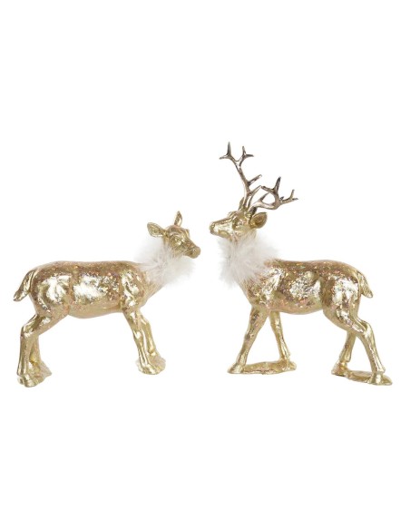 Décorations de Noël DKD Home Decor Résine Renne (17,5 x 9 x 22,5 cm) (2 Unités)