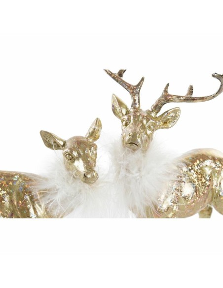 Décorations de Noël DKD Home Decor Résine Renne (17,5 x 9 x 22,5 cm) (2 Unités)