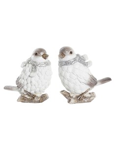 Décorations de Noël DKD Home Decor Résine Oiseau (13,5 x 7 x 12,5 cm) (2 Unités)