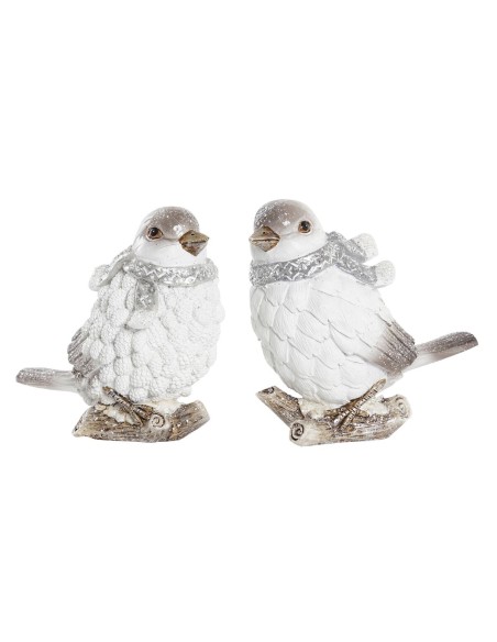 Décorations de Noël DKD Home Decor Résine Oiseau (13,5 x 7 x 12,5 cm) (2 Unités)
