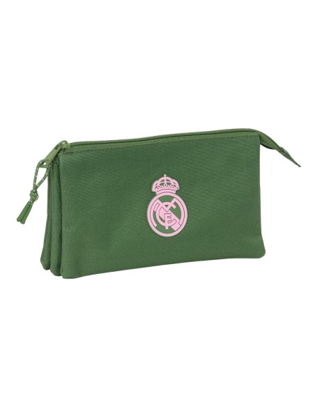 Trousse Fourre-Tout Triple Real Madrid C.F. Kaki 22 x 12 x 3 cm